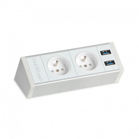 Pevný panel na hranu stolu, bílý, 2x el., 2x USB 3.0 (PECZ W 001)