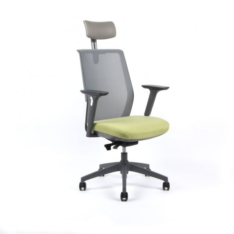 Kancelářská židle s podhlavníkem a područkami, zelená (PORTIA)