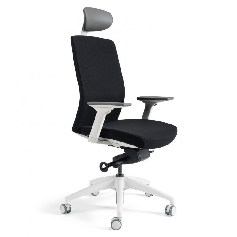 Kancelářská židle čalouněná s podhlavníkem, bílý plast, tmavě modrá 211 (J2 WHITE SP)