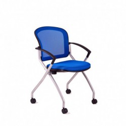 Jednací židle s kolečky, DK 90, modrá (METIS)